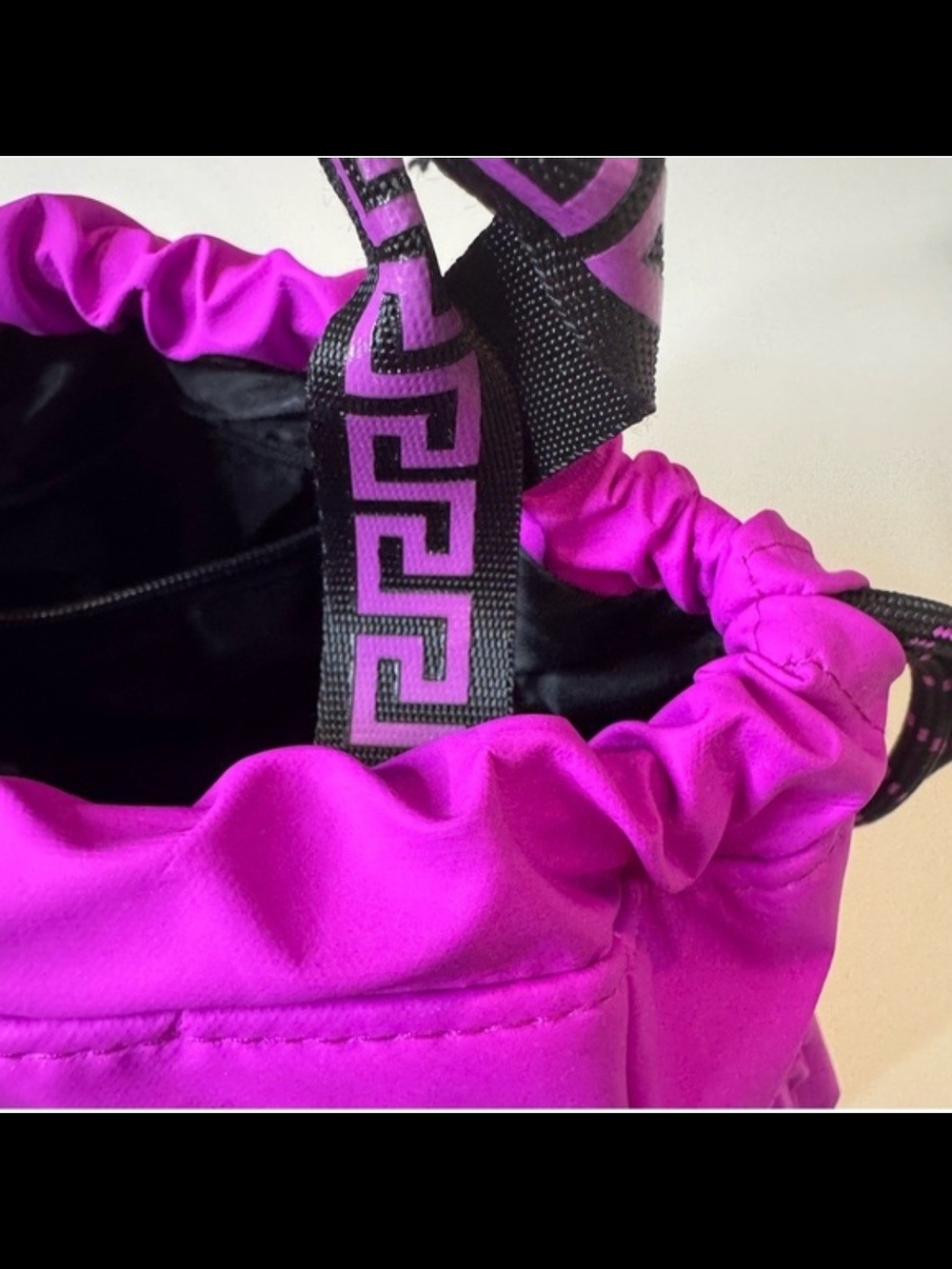 Versace Pink Branded GWP Cosmetic Tote with Greek Key Handles - Picture 3 of 6